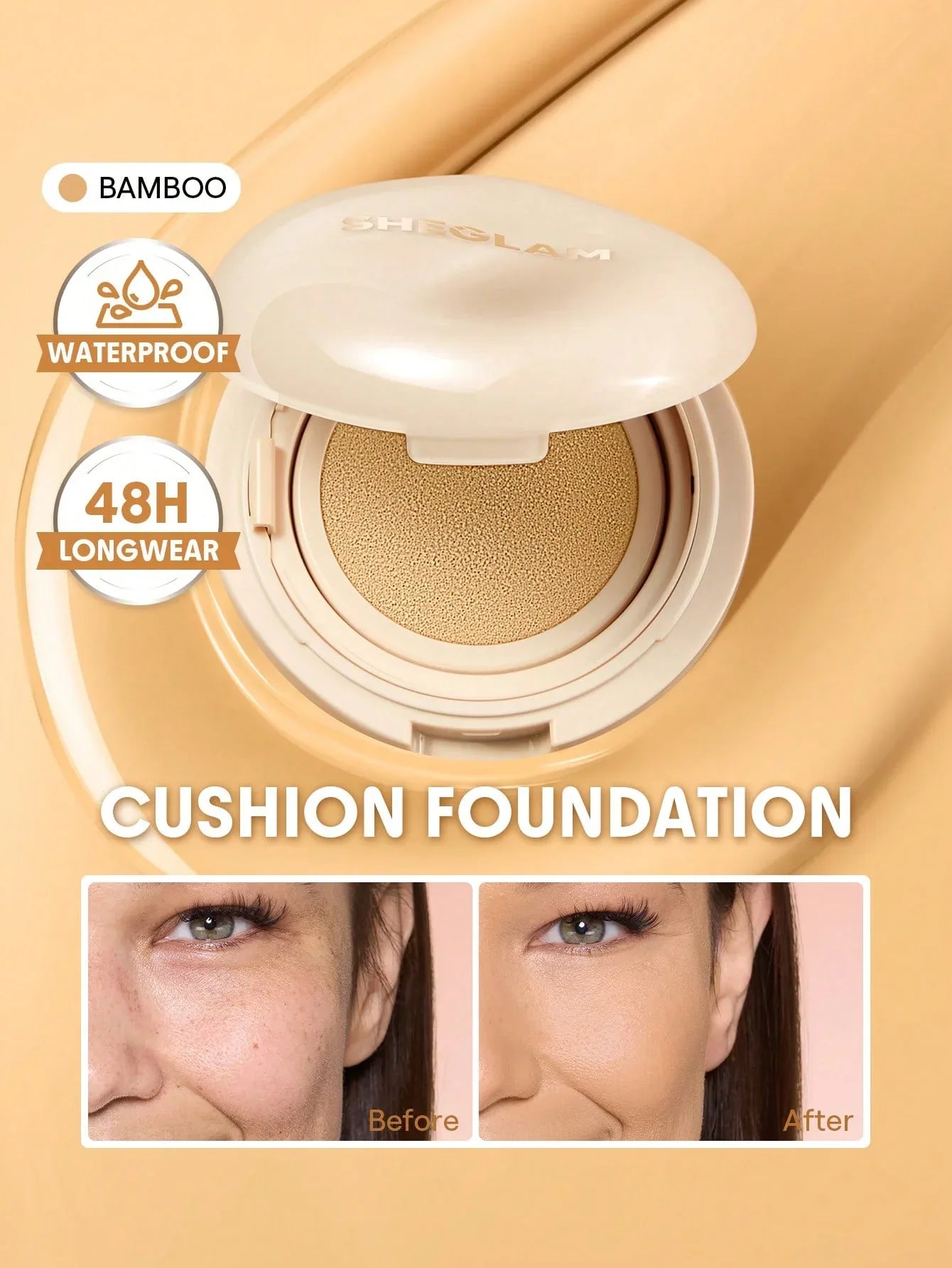 SHEGLAM Lock & Go Long-Lasting Cushion Foundation – Porcelain - alotasawkli