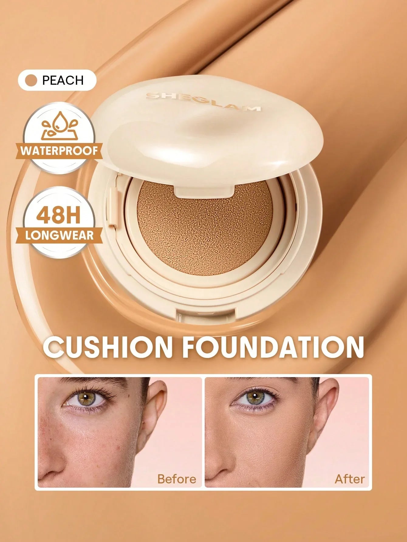 SHEGLAM Lock & Go Long-Lasting Cushion Foundation – Porcelain - alotasawkli