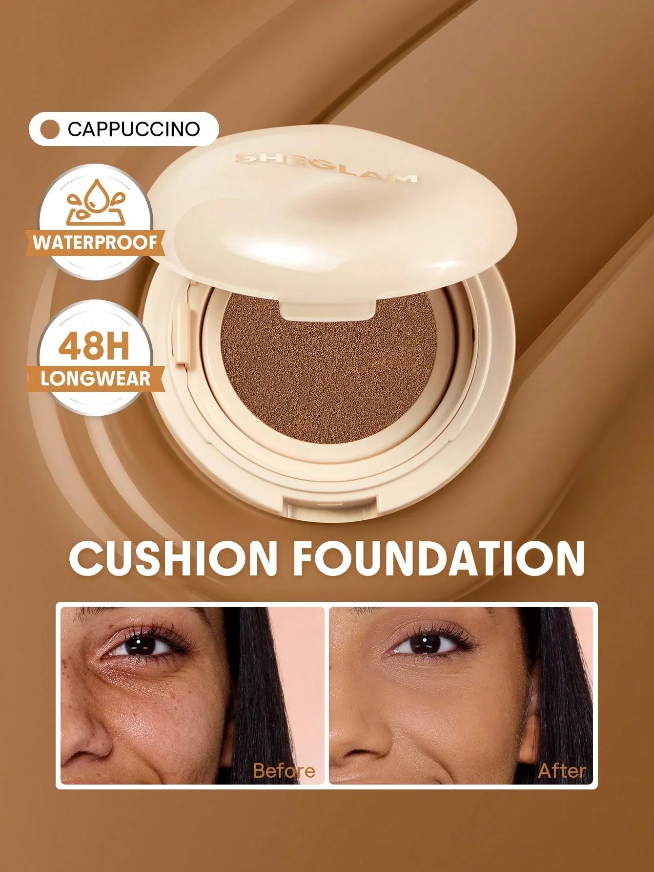 SHEGLAM Lock & Go Long-Lasting Cushion Foundation – Porcelain - alotasawkli