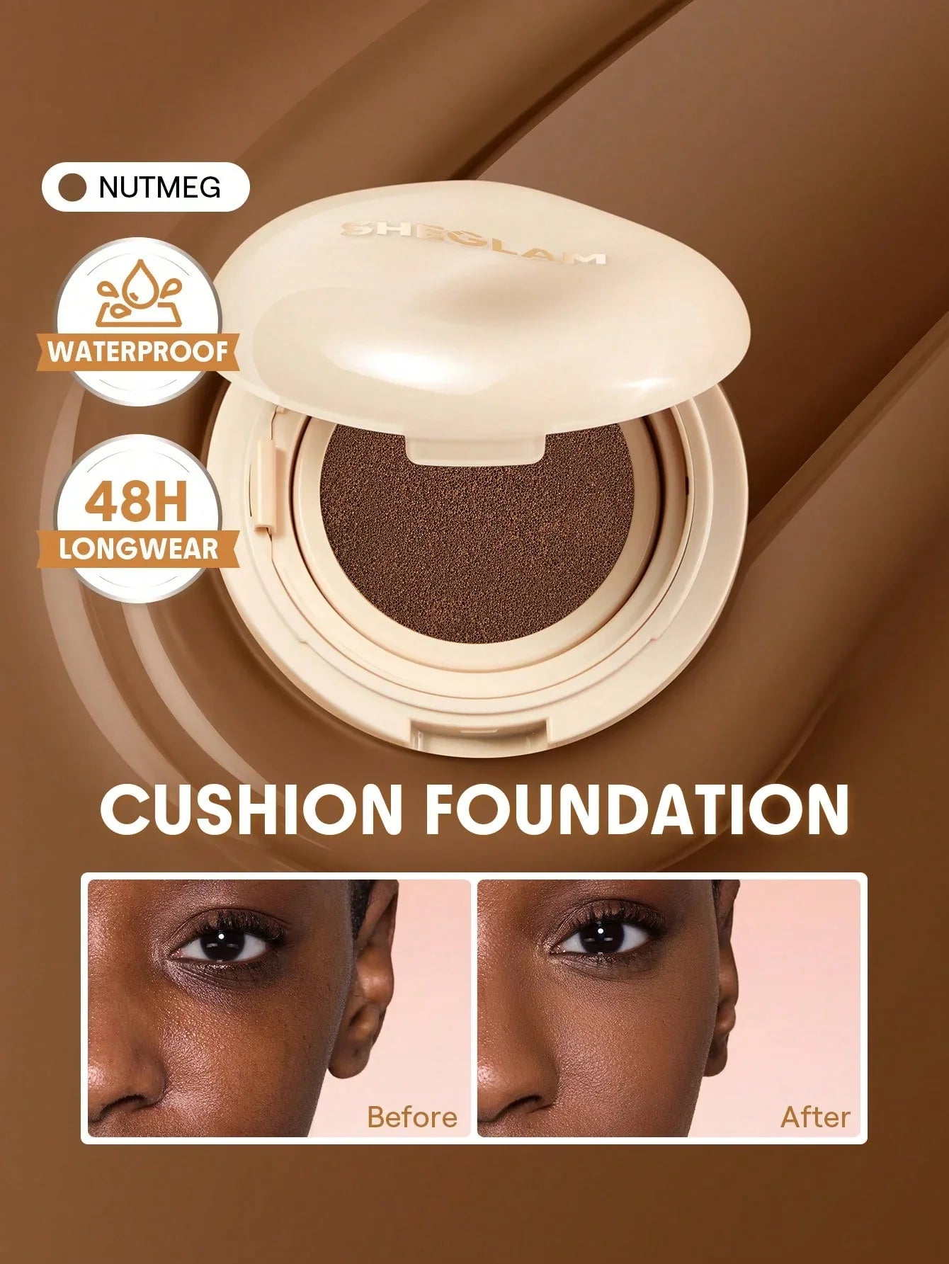 SHEGLAM Lock & Go Long-Lasting Cushion Foundation – Porcelain - alotasawkli
