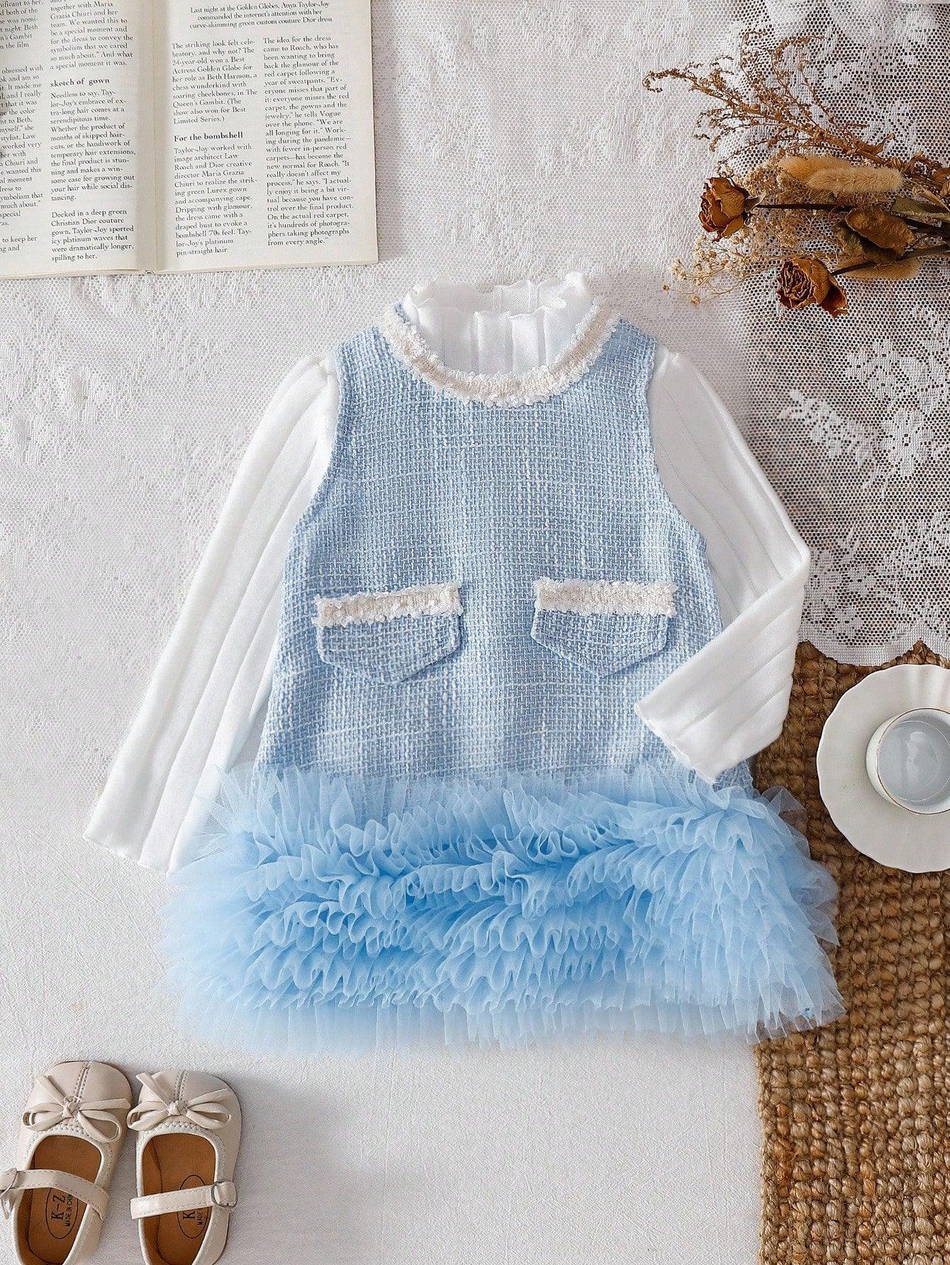 Girls’ Beige Elegant Dress & Top Set - alotasawkli