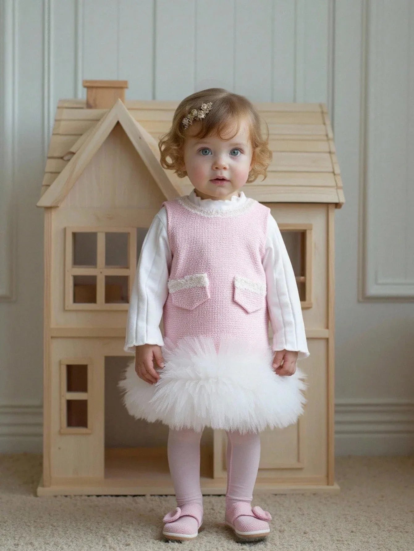 Girls’ Beige Elegant Dress & Top Set - alotasawkli