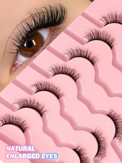Asiteo 7 Pairs Natural Half-Eye False Eyelashes – Transparent Band - alotasawkli