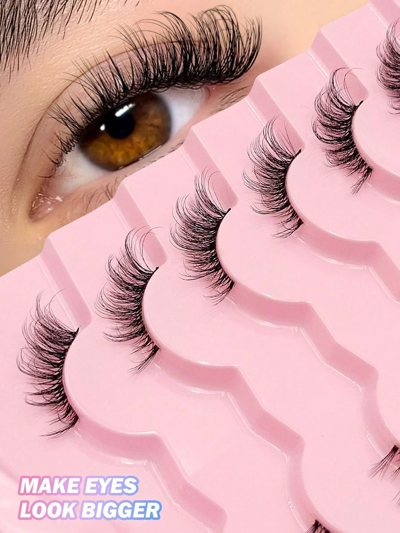 Asiteo 7 Pairs Natural Half-Eye False Eyelashes – Transparent Band - alotasawkli