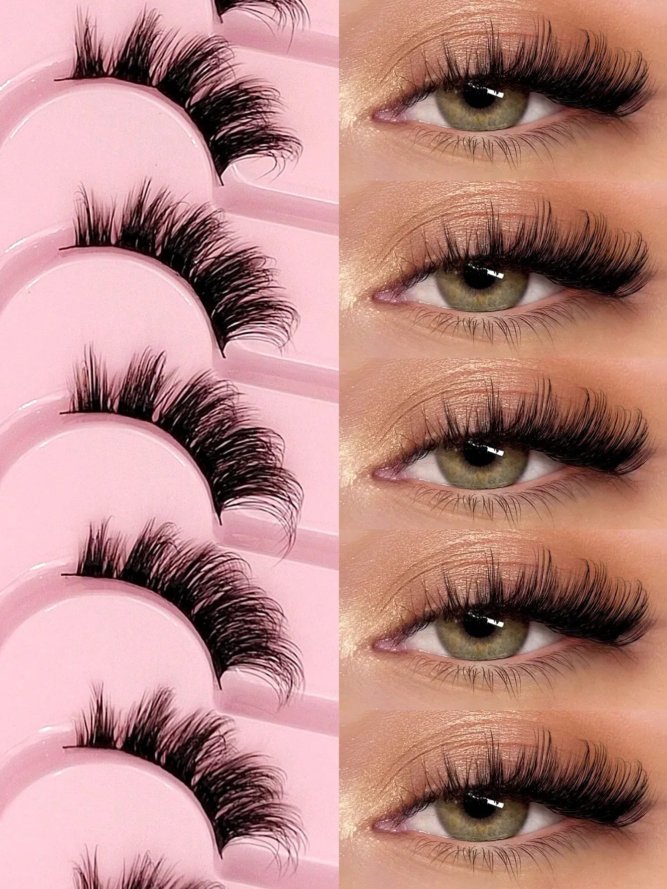 Asiteo 7 Pairs Natural Half-Eye False Eyelashes – Transparent Band - alotasawkli