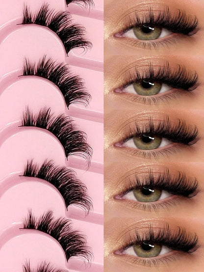 Asiteo 7 Pairs Natural Half-Eye False Eyelashes – Transparent Band - alotasawkli