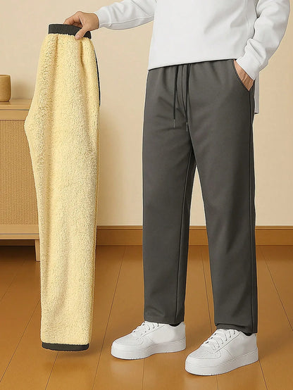 Men's Thermal Fleece-Lined Straight Leg Sweatpants - alotasawkli
