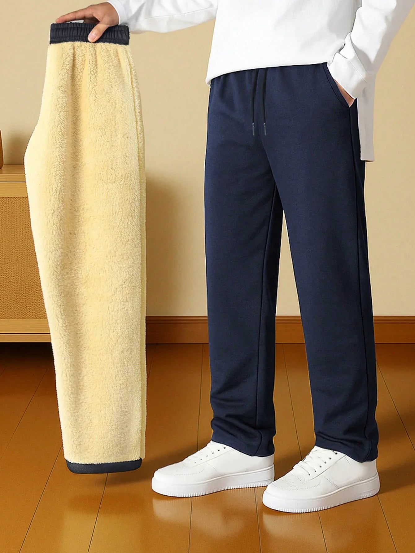 Men's Thermal Fleece-Lined Straight Leg Sweatpants - alotasawkli