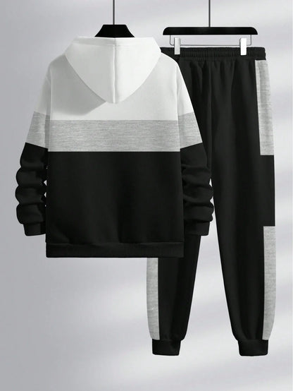 SHEIN-Men's Color-Block & Animal Print Tracksuit - alotasawkli