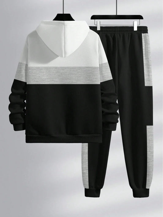 SHEIN-Men's Color-Block & Animal Print Tracksuit - alotasawkli