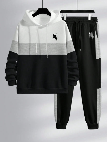 SHEIN-Men's Color-Block & Animal Print Tracksuit - alotasawkli