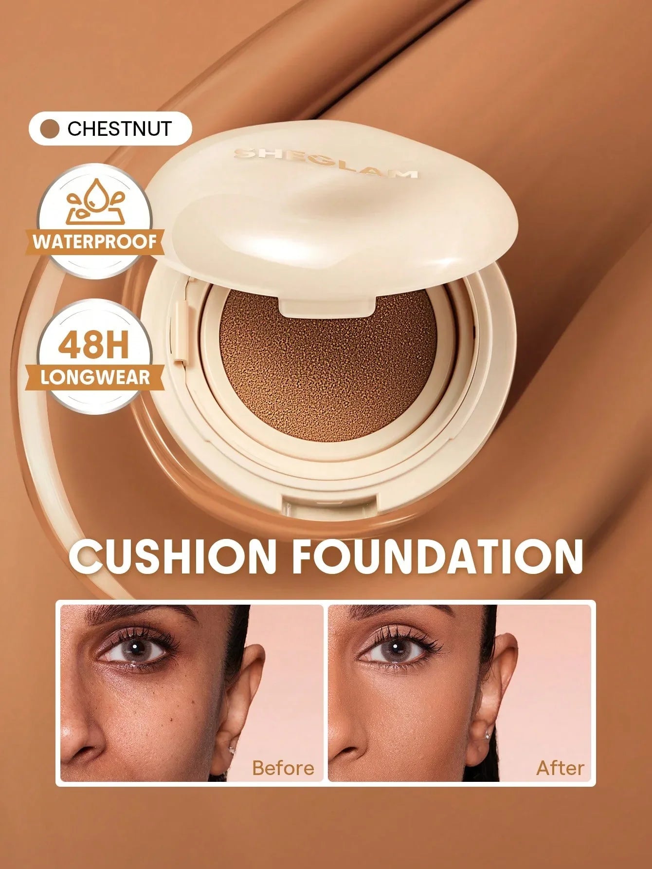 SHEGLAM Lock & Go Long-Lasting Cushion Foundation – Porcelain - alotasawkli