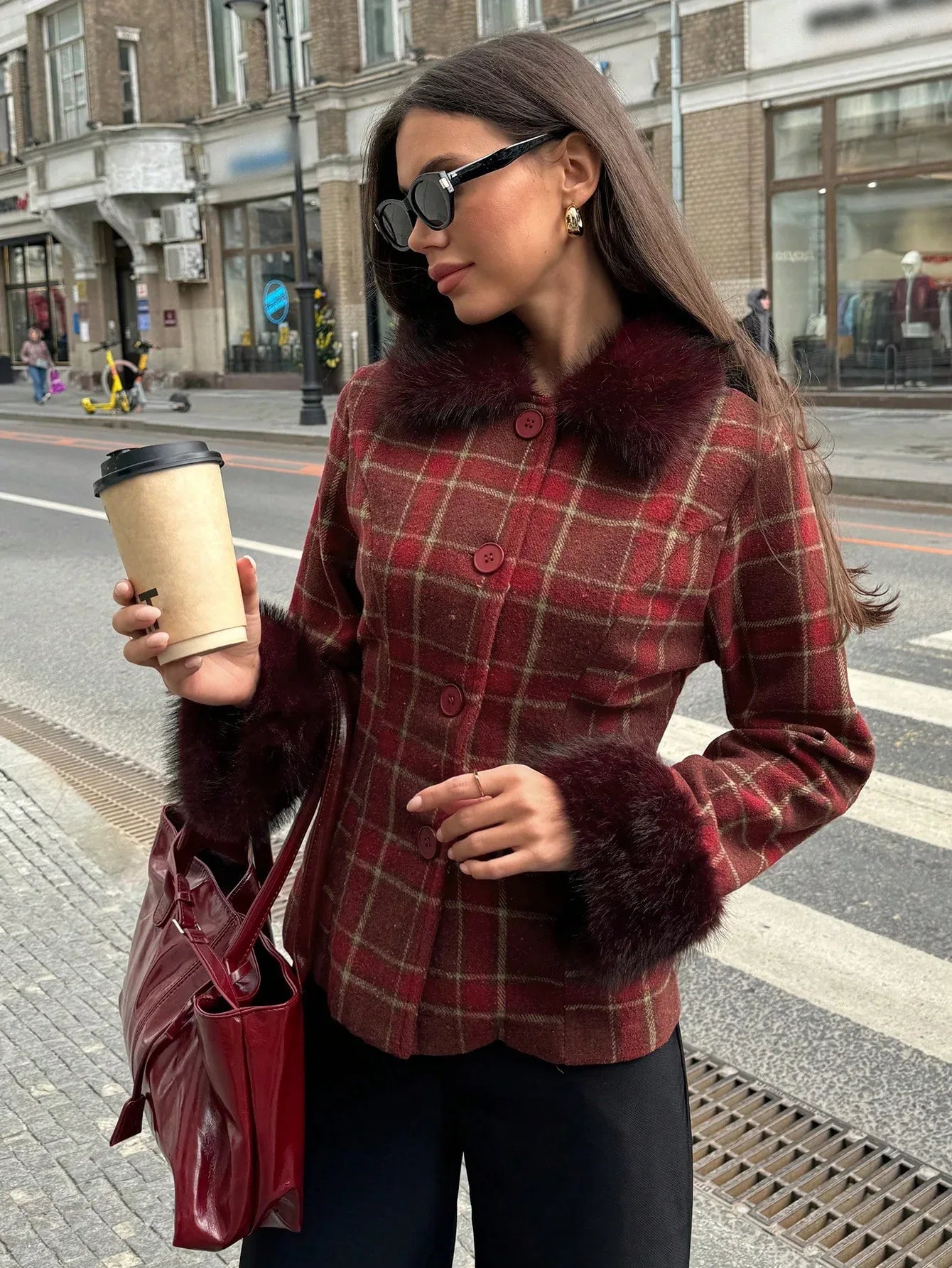 SHEIN-Aloruh Women's Striped Cashmere Print Coat - alotasawkli