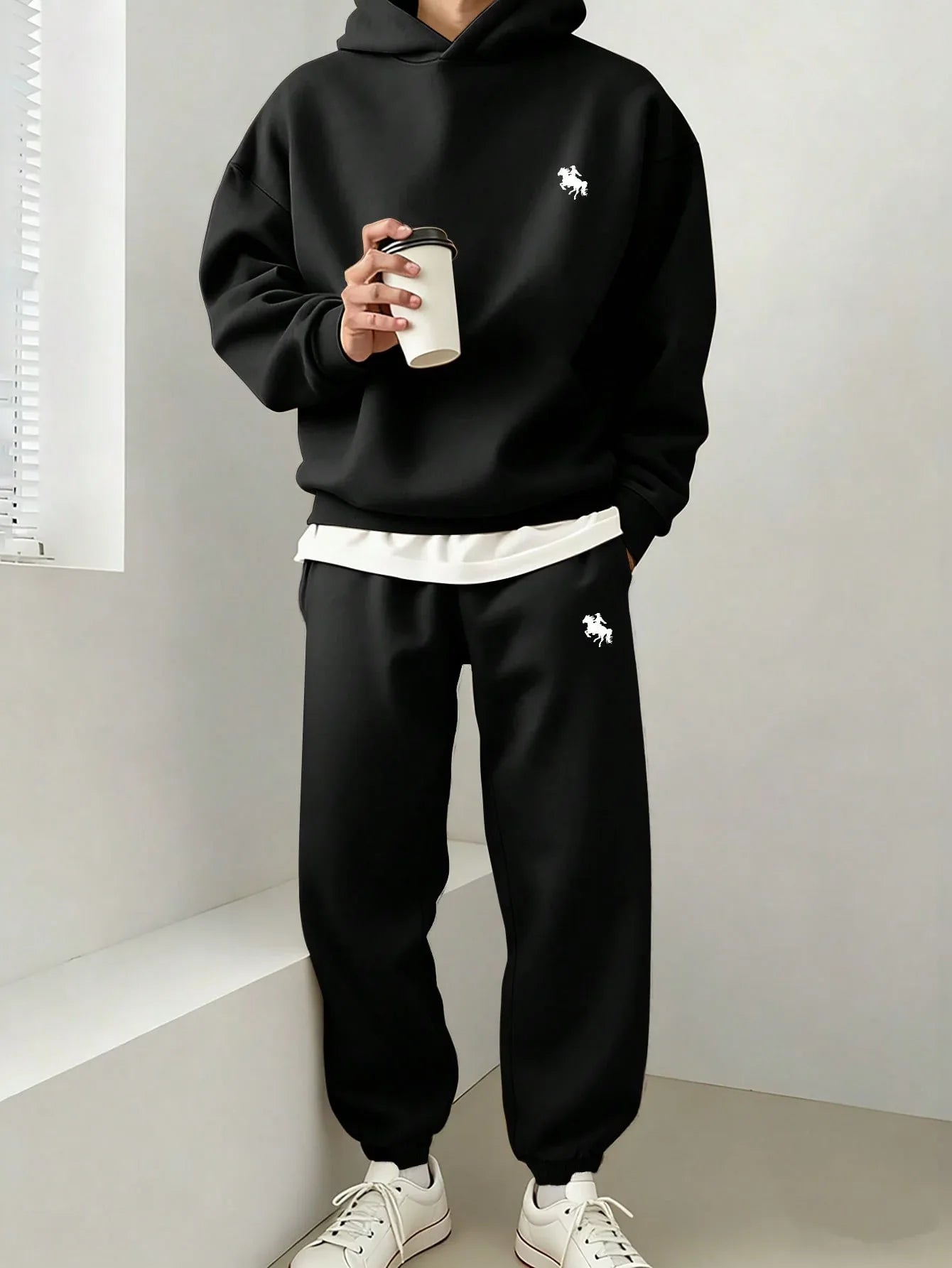 Classic Horse Logo Oversized Hoodie & Jogger Set - alotasawkli
