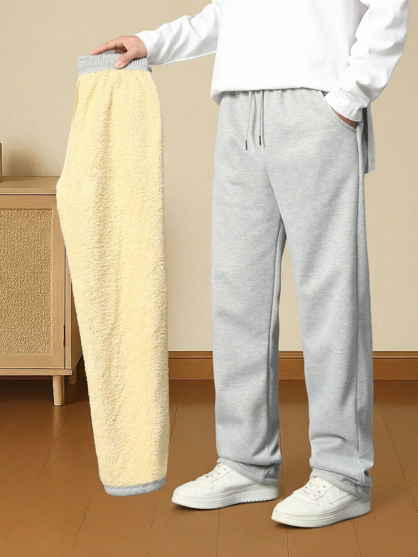 Men's Thermal Fleece-Lined Straight Leg Sweatpants - alotasawkli
