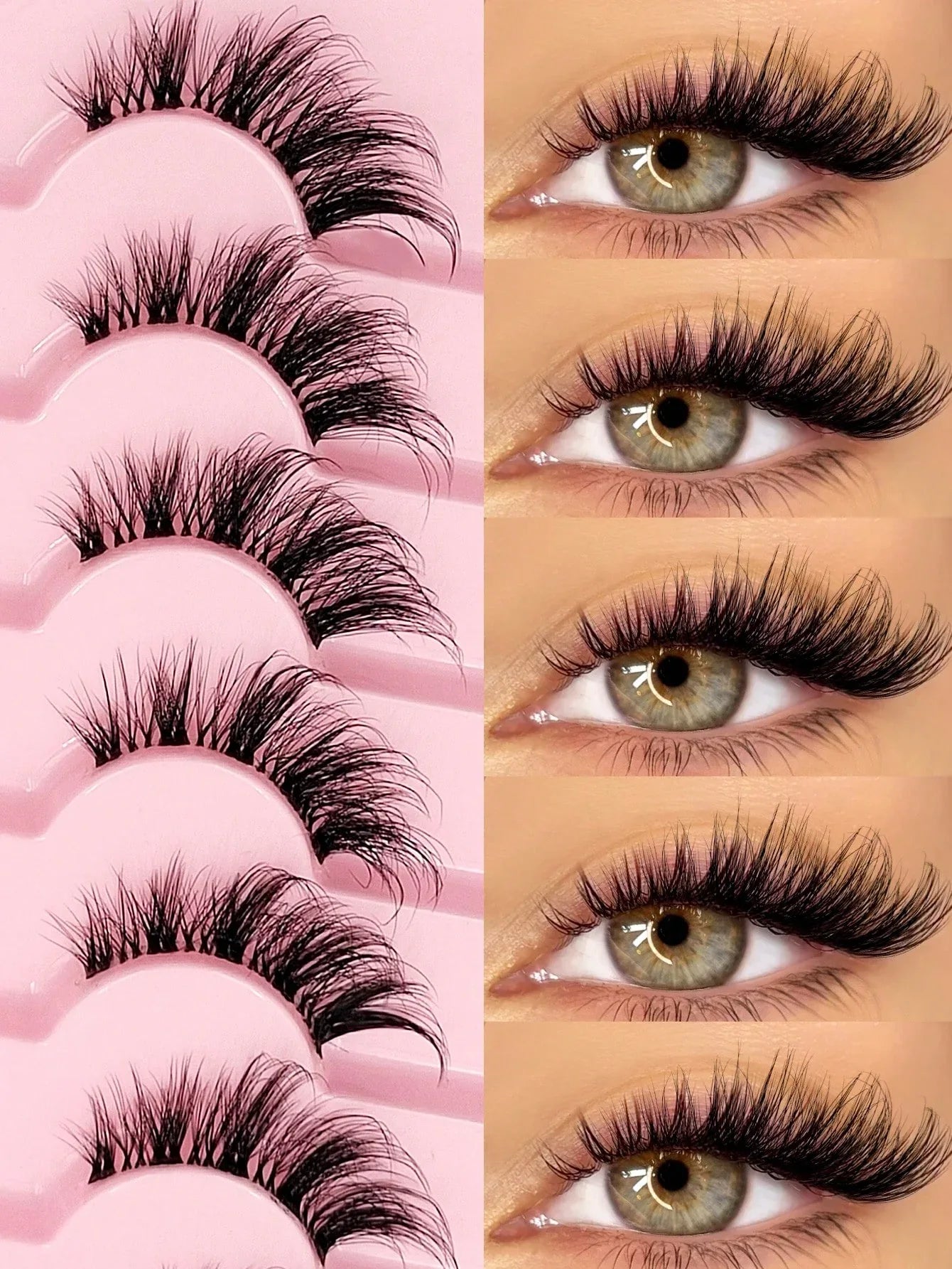 Asiteo 7 Pairs Natural Half-Eye False Eyelashes – Transparent Band - alotasawkli