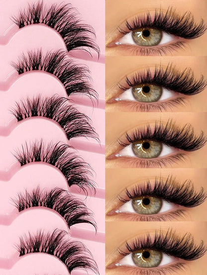 Asiteo 7 Pairs Natural Half-Eye False Eyelashes – Transparent Band - alotasawkli