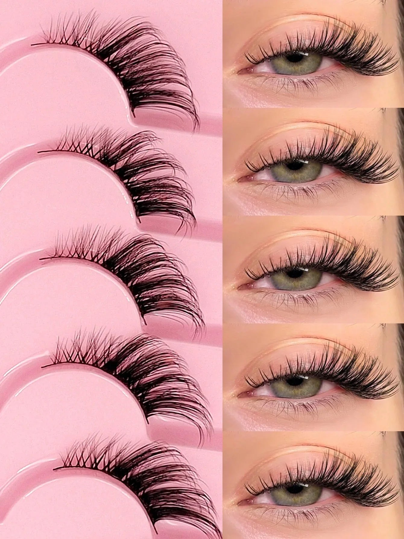 Asiteo 7 Pairs Natural Half-Eye False Eyelashes – Transparent Band - alotasawkli
