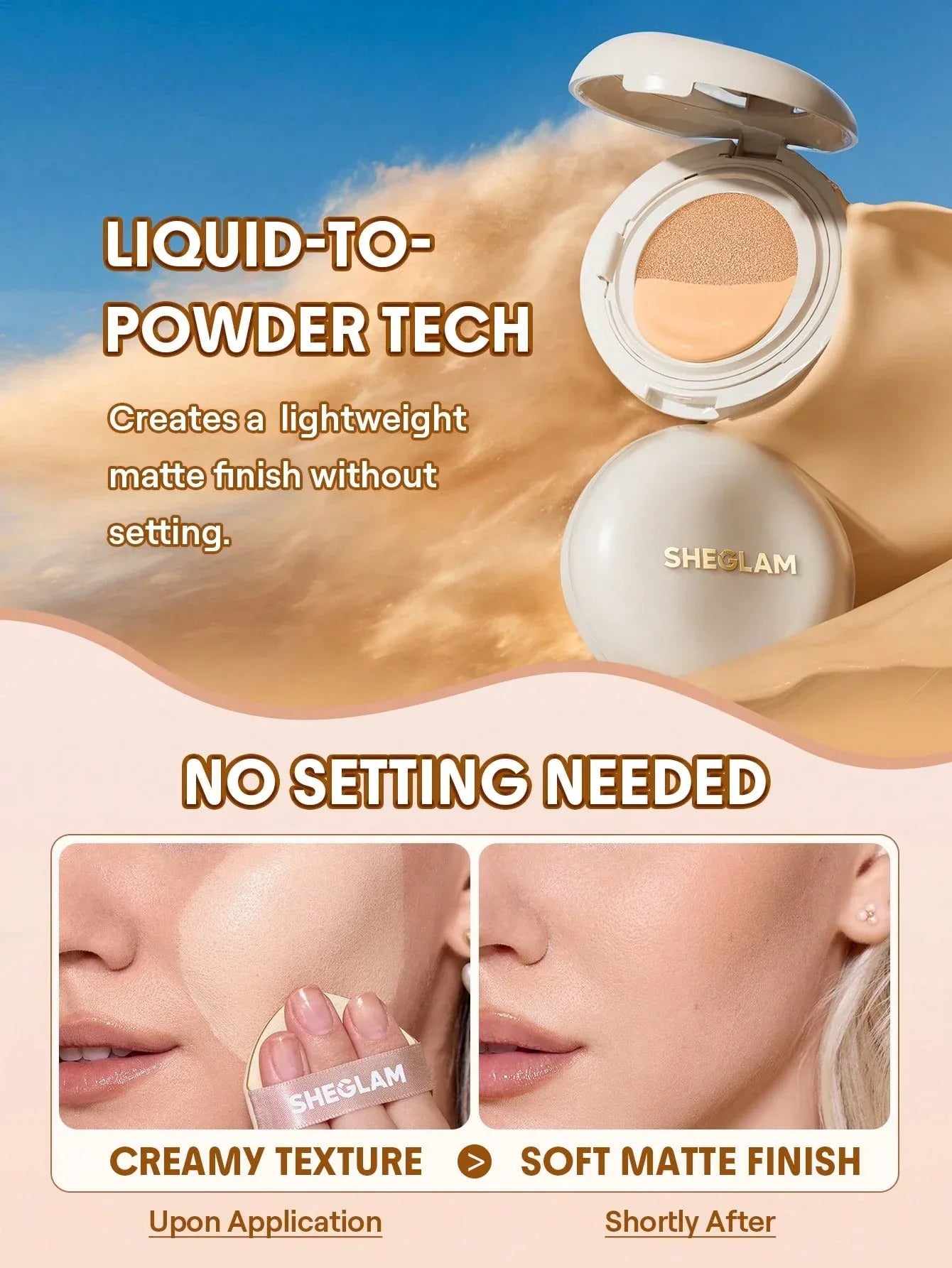 SHEGLAM Lock & Go Long-Lasting Cushion Foundation – Porcelain - alotasawkli