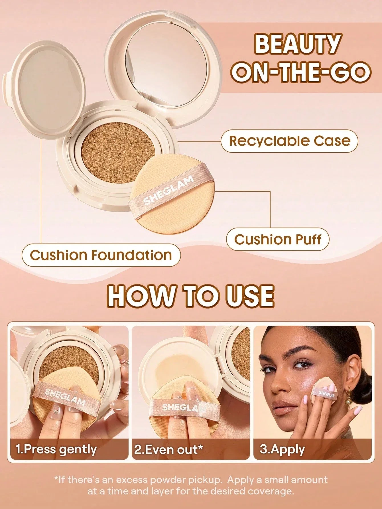 SHEGLAM Lock & Go Long-Lasting Cushion Foundation – Porcelain - alotasawkli
