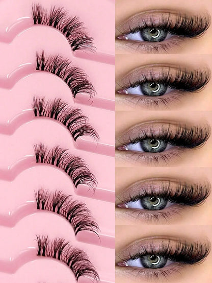 Asiteo 7 Pairs Natural Half-Eye False Eyelashes – Transparent Band - alotasawkli