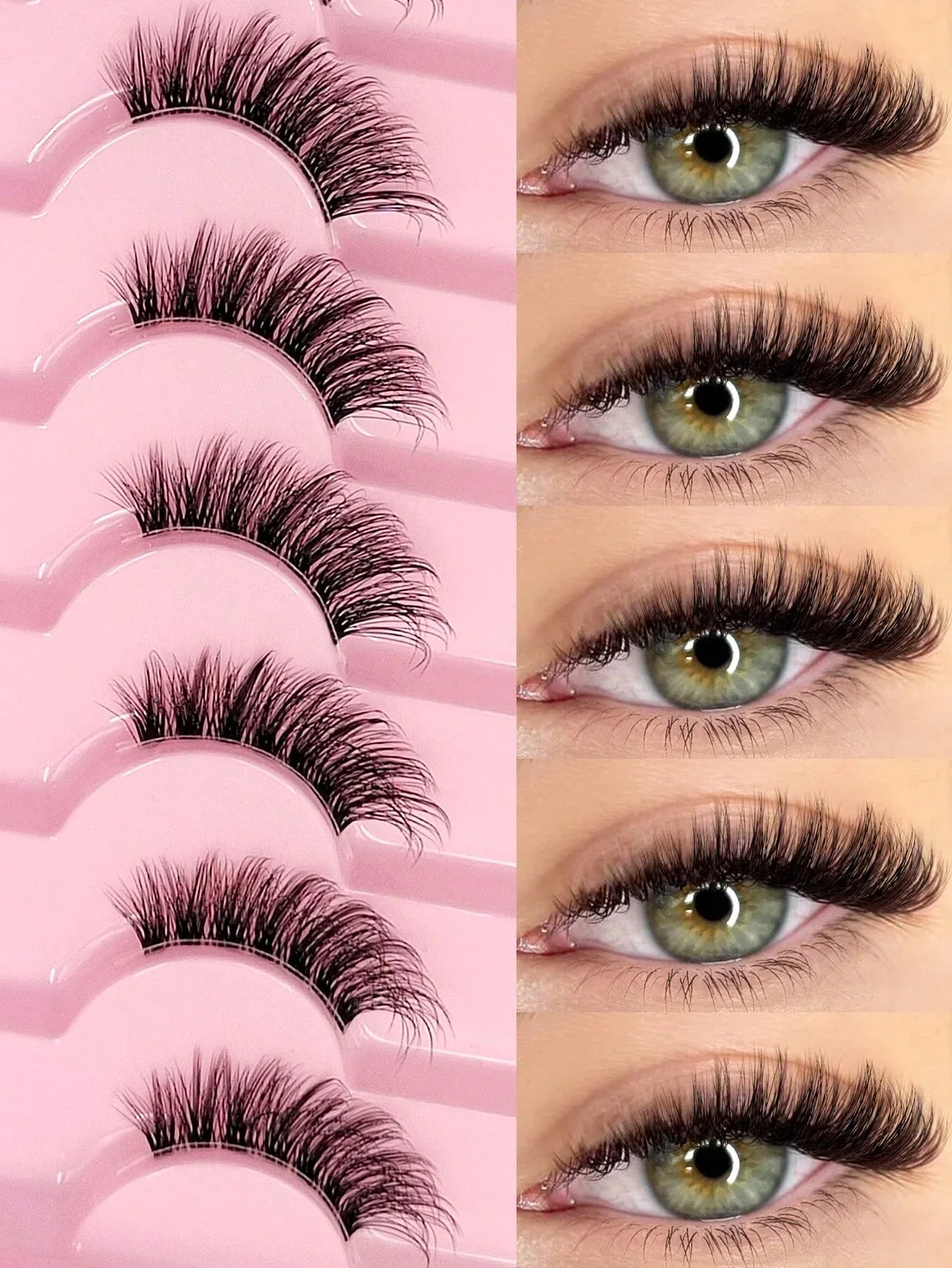 Asiteo 7 Pairs Natural Half-Eye False Eyelashes – Transparent Band - alotasawkli