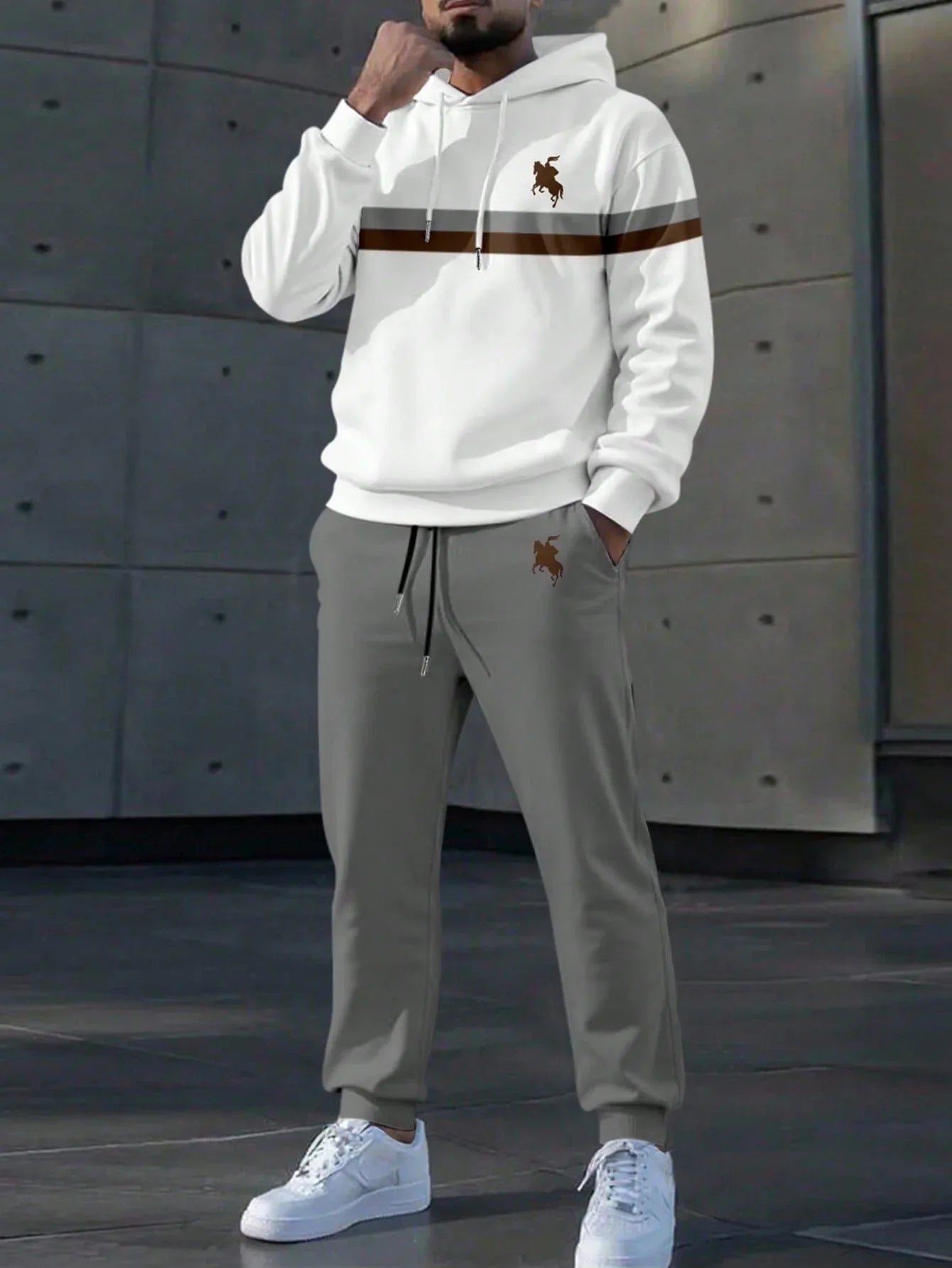SHEIN-Men's Color-Block & Animal Print Tracksuit - alotasawkli