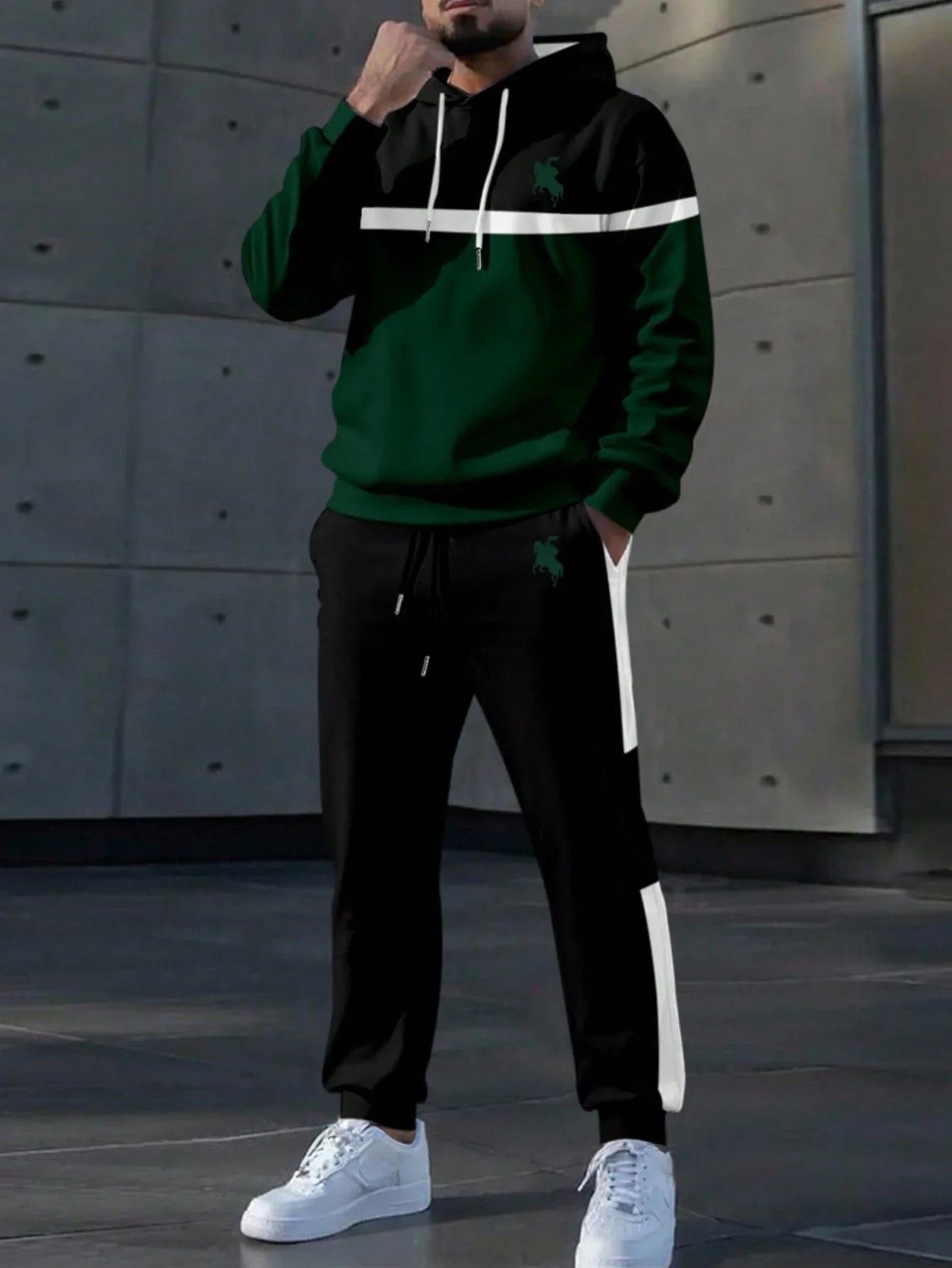 SHEIN-Men's Color-Block & Animal Print Tracksuit - alotasawkli