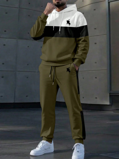 SHEIN-Men's Color-Block & Animal Print Tracksuit - alotasawkli