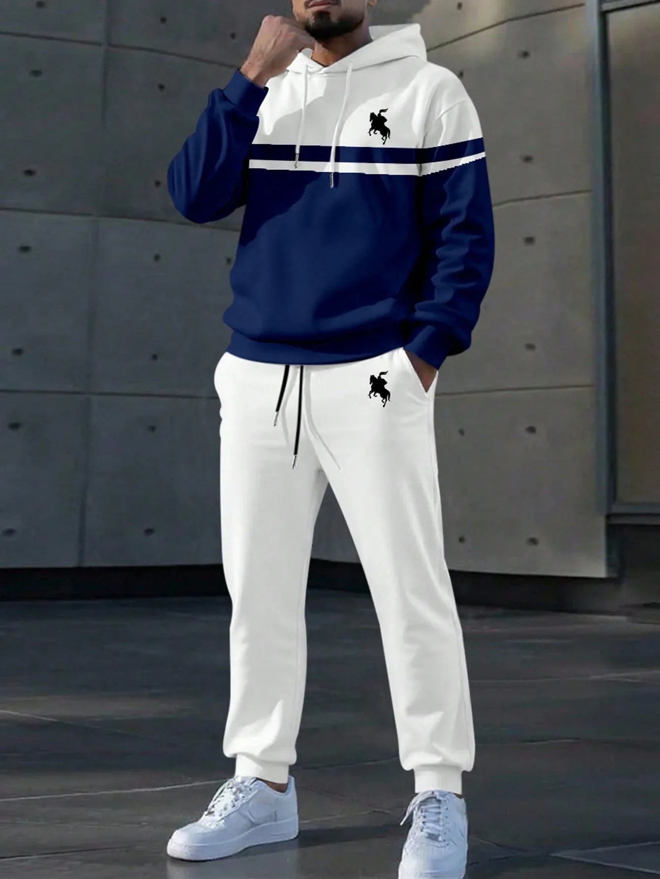 SHEIN-Men's Color-Block & Animal Print Tracksuit - alotasawkli