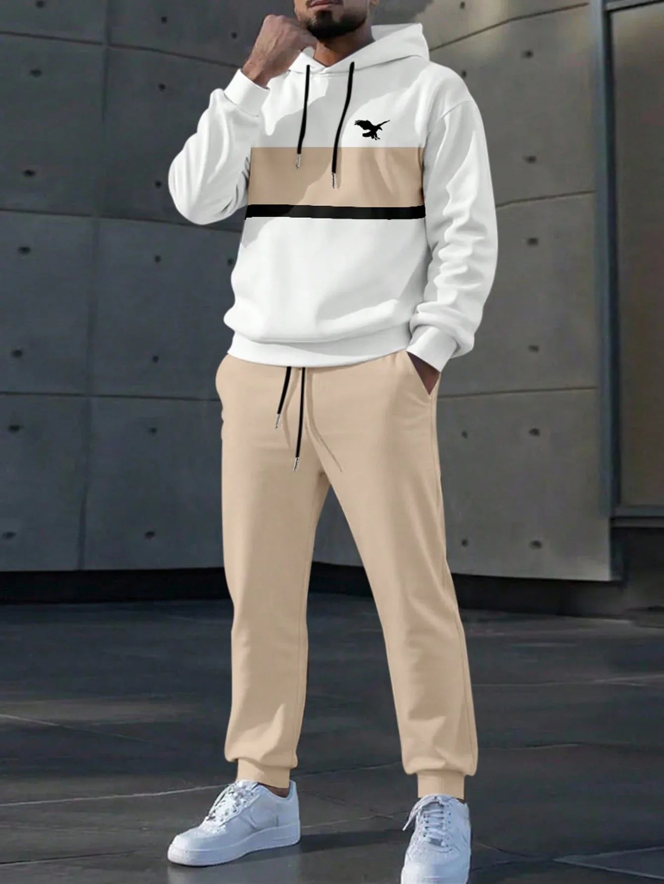 SHEIN-Men's Color-Block & Animal Print Tracksuit - alotasawkli