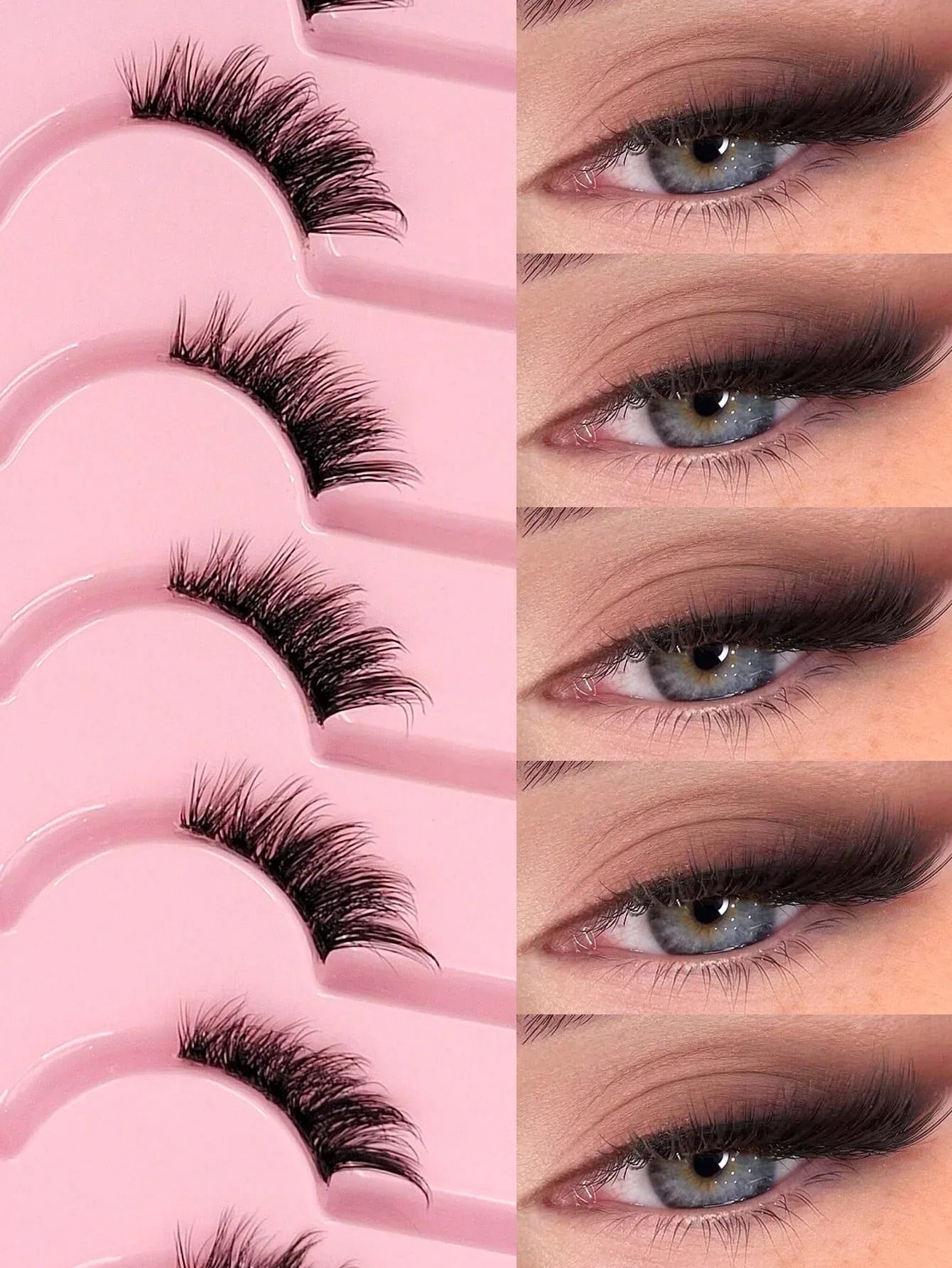 Asiteo 7 Pairs Natural Half-Eye False Eyelashes – Transparent Band - alotasawkli