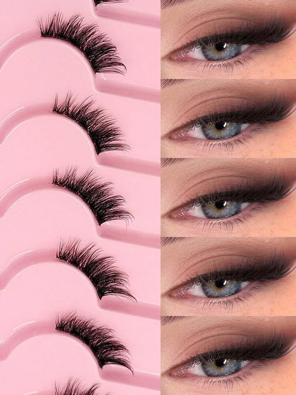 Asiteo 7 Pairs Natural Half-Eye False Eyelashes – Transparent Band - alotasawkli