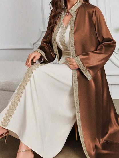 Al Najma فستان منقط من الدانتيل قابل للإزالة والغسيل، ردائي أزياء، عباءة للاستخدام اليومي أو الاحتفالات أو التجمعات أو السفر - alotasawkli