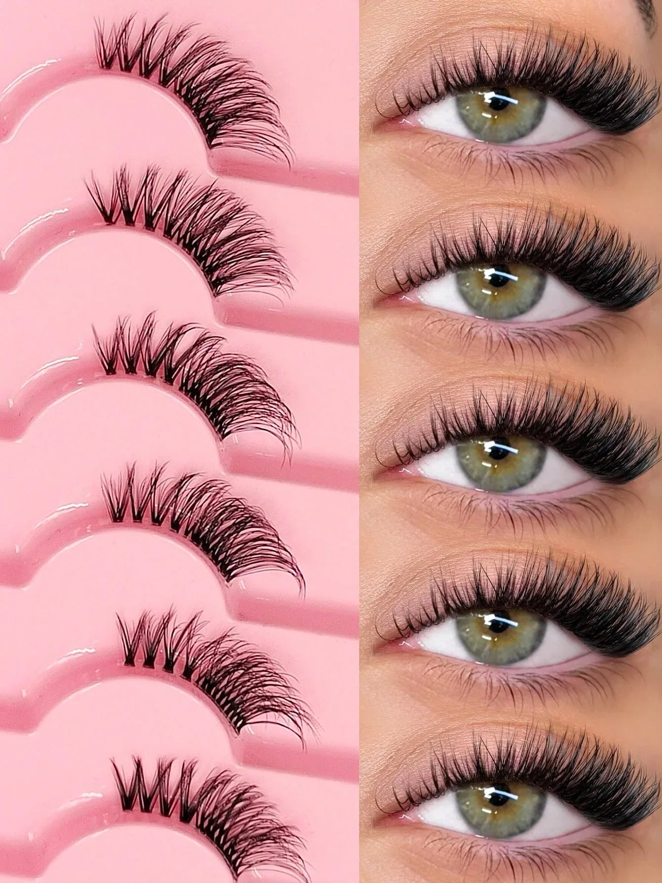 Asiteo 7 Pairs Natural Half-Eye False Eyelashes – Transparent Band - alotasawkli