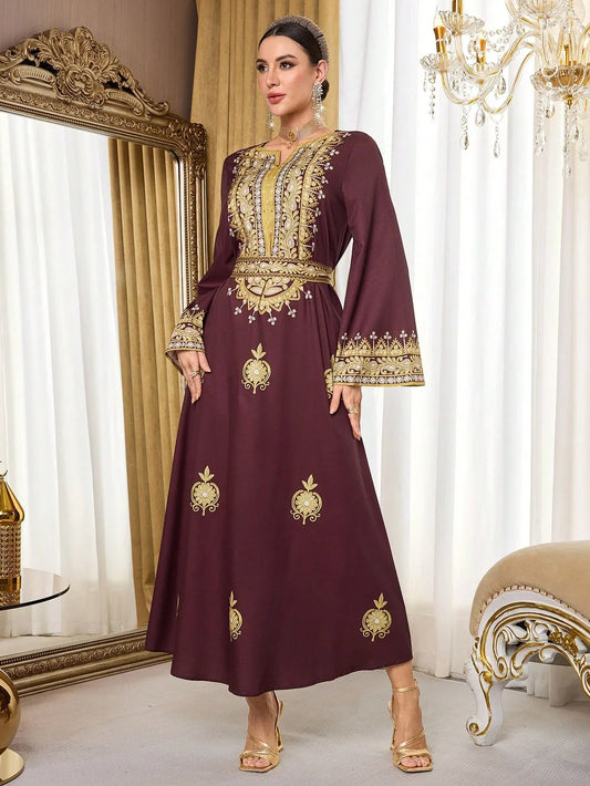 Al Najma فستان ماكسي تركي للنساء والعباءة العربية التقليدية - alotasawkli