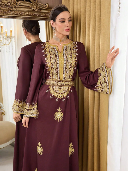 Al Najma فستان ماكسي تركي للنساء والعباءة العربية التقليدية - alotasawkli