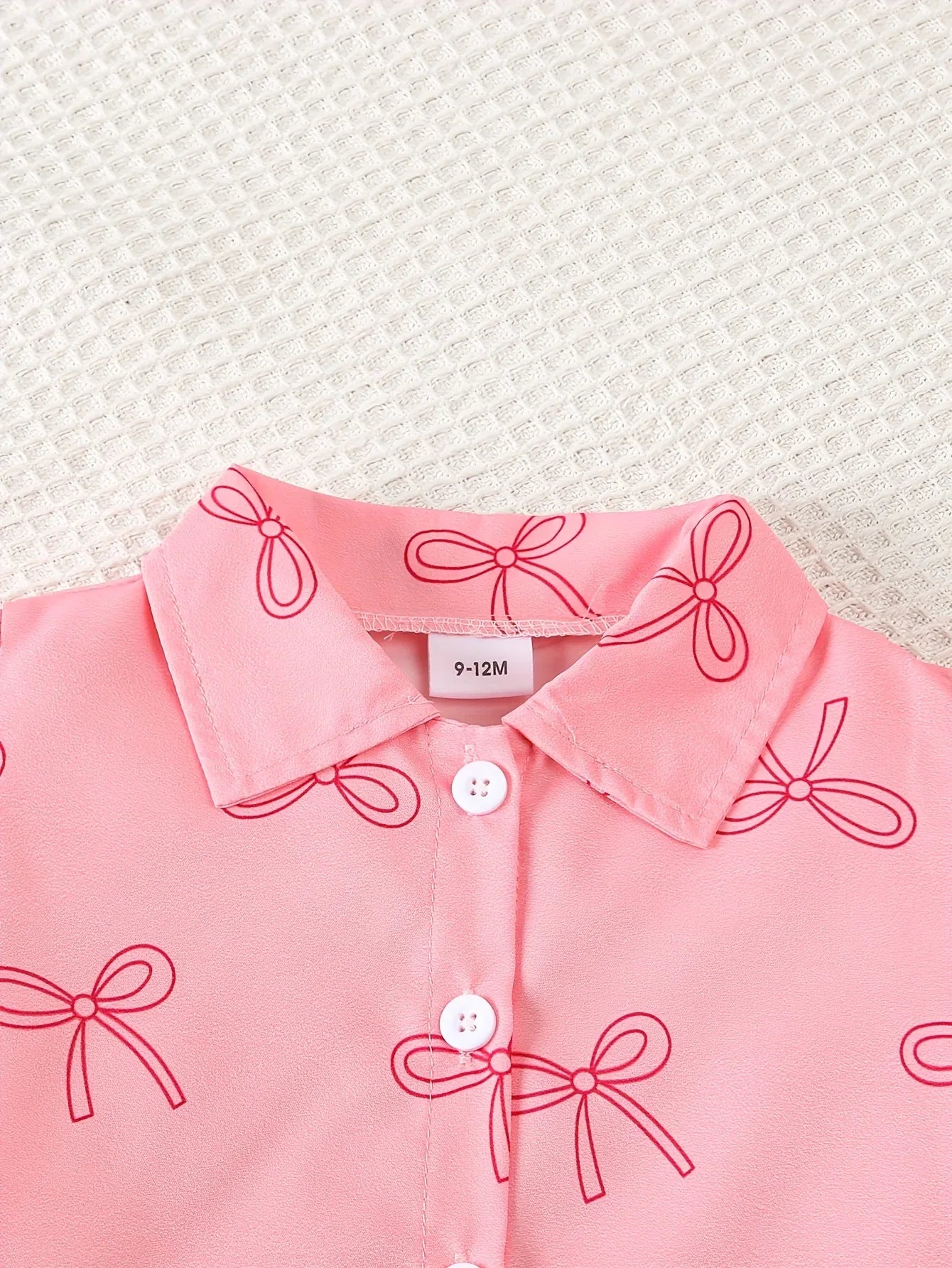 Little Girl's Cute Pink Bow Blouse + Long Pants with Decorative Bows, Perfect for Outdoor - alotasawkli
