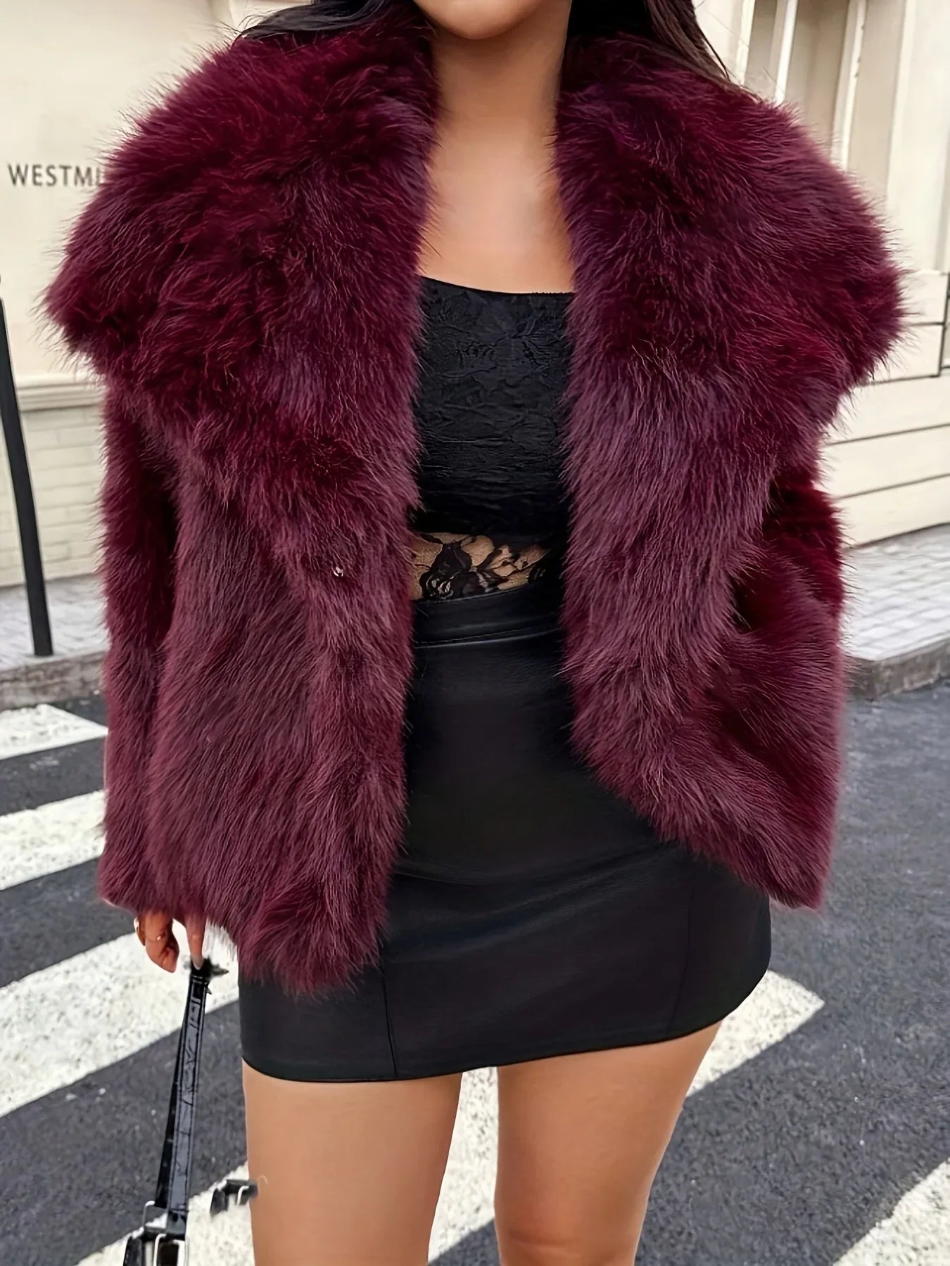 TEMU-Women'S Elegant Faux Fur Coat - alotasawkli