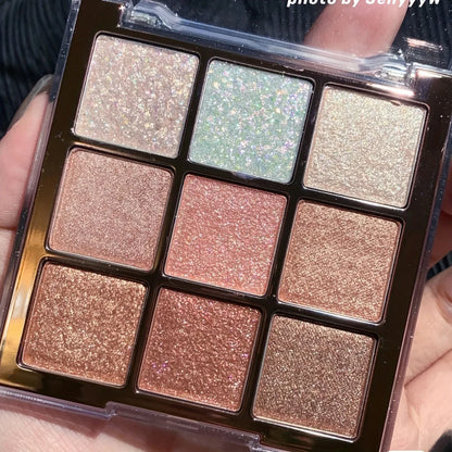 ErshiQi 9-Color Shimmer & Metallic Sparkling Eye Shadow - alotasawkli
