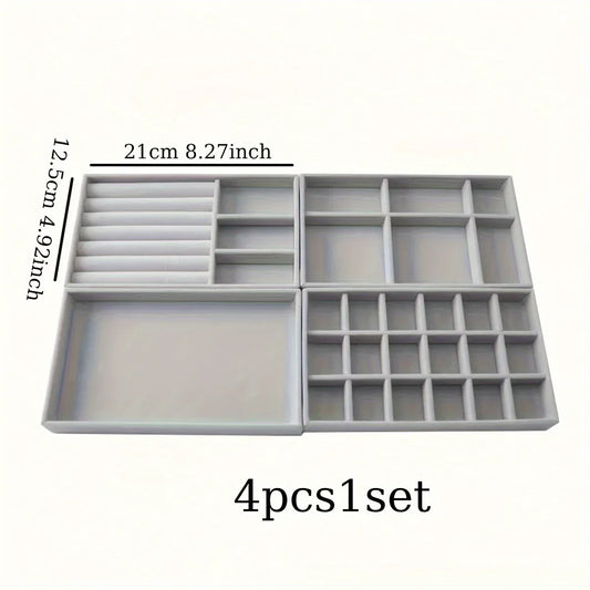 TEMU-4pcs/Set of Simple Flannel Jewelry Trays - alotasawkli