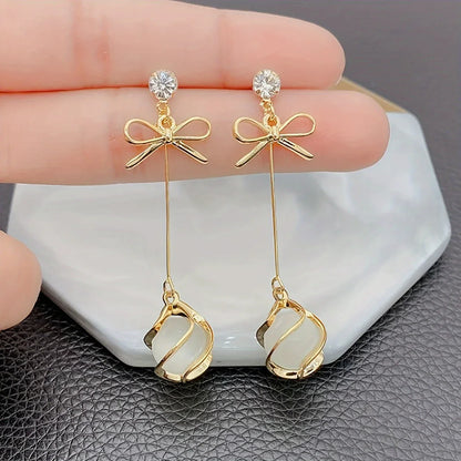 [1 Pair Elegant Earrings] 1 Pair Elegant Minimalist Long Earrings - alotasawkli
