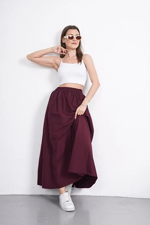 TRENDYOL-Gülmude Long Elastic Waist Poplin Fabric Double Pocket - alotasawkli