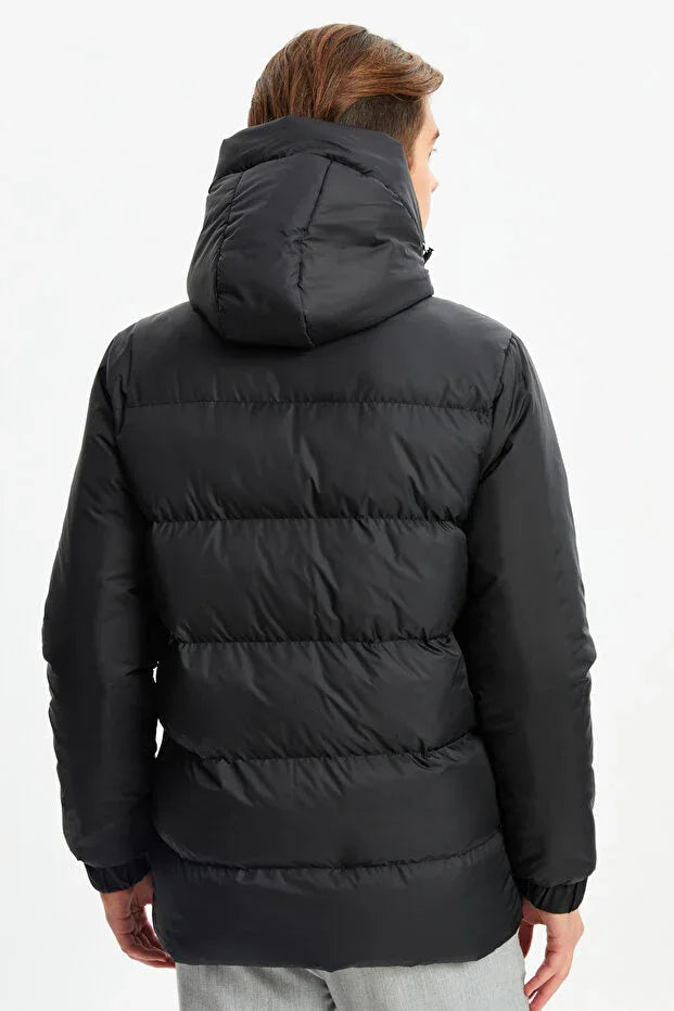 TRENDYOL-D1fference Men's Black Thick Lined Hooded Padded Sport Winter Jacket - alotasawkli