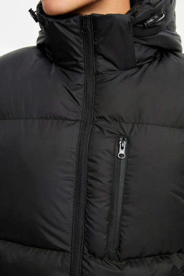 TRENDYOL-D1fference Men's Black Thick Lined Hooded Padded Sport Winter Jacket - alotasawkli