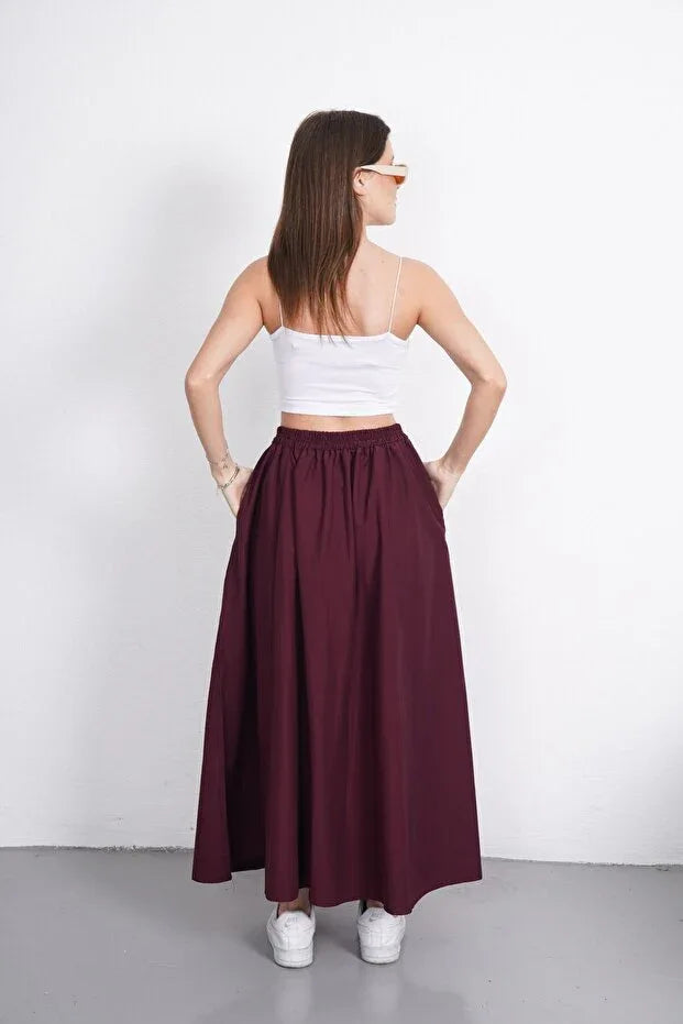 TRENDYOL-Gülmude Long Elastic Waist Poplin Fabric Double Pocket - alotasawkli