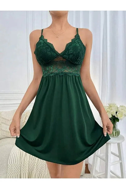 Rose Alexandra Women's Green Nightgown with Lace Details - alotasawkli