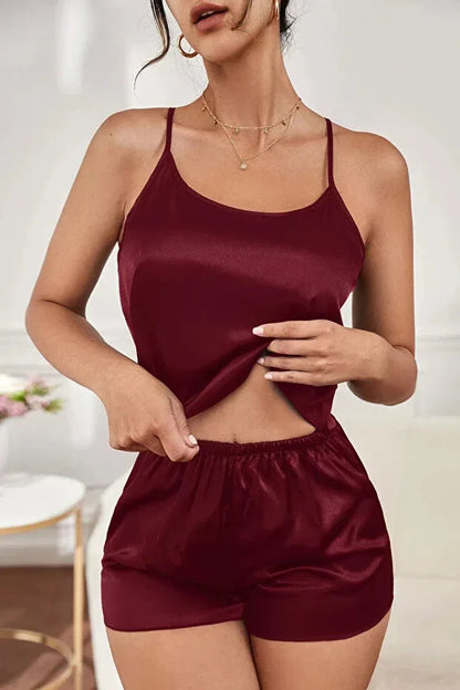 Rose Alexandra Women's Burgundy Backless Elegant Nightgown Set (Top and Bottom) - alotasawkli