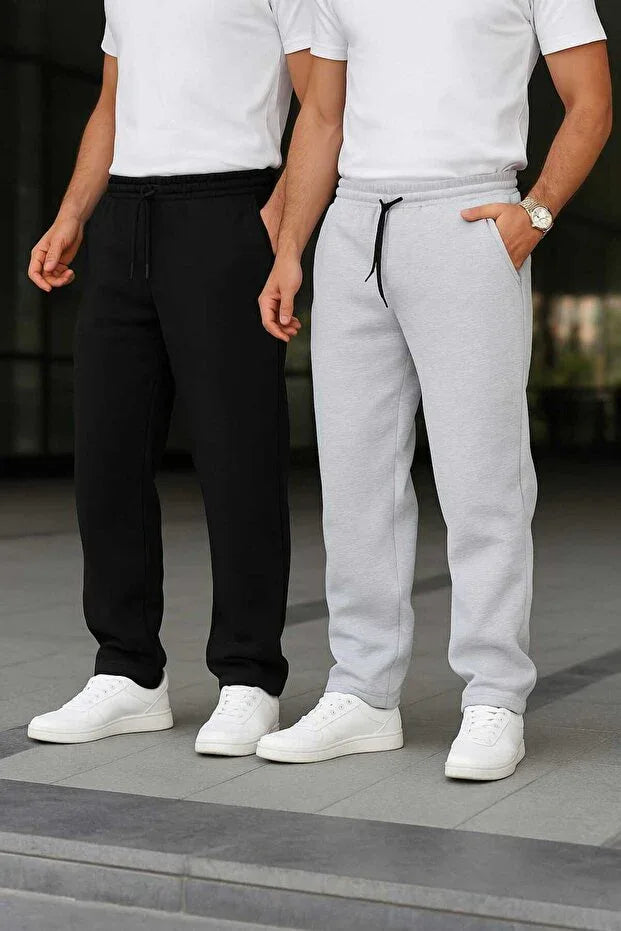 TRENDYOL-BERYY MODA Winter Two-Piece Black Grey Loose Sweatpants - alotasawkli