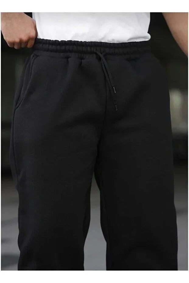 TRENDYOL-BERYY MODA Winter Two-Piece Black Grey Loose Sweatpants - alotasawkli